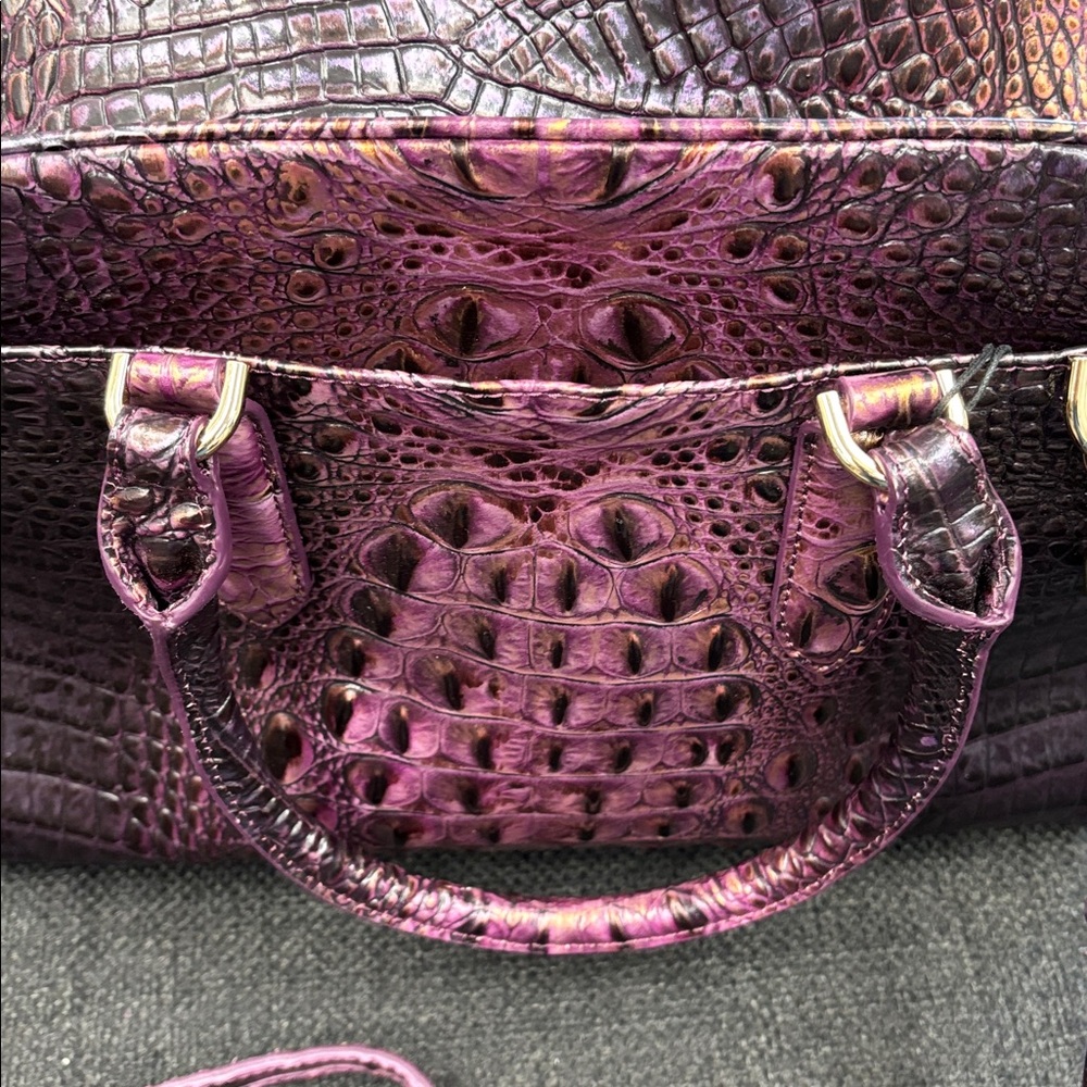 Brahmin Marissa Purple Croc-Embossed Satchel Bag - Women - Picture 7 of 8